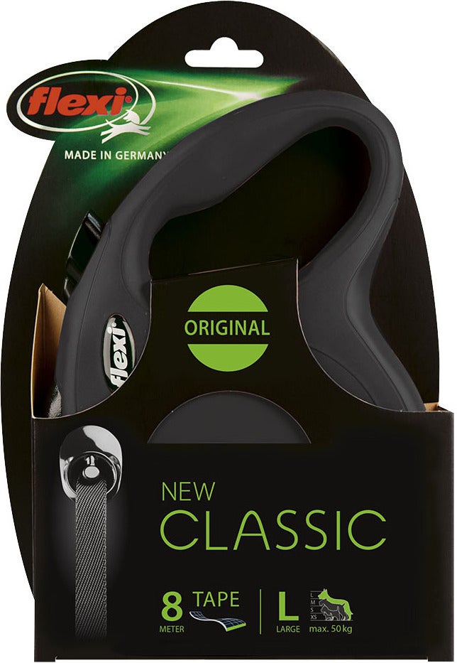 Flexi rollijn Classic Tape L zwart 8 m