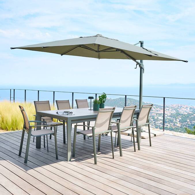 Parasol déporté carré inclinable MELHIA Vert laurier