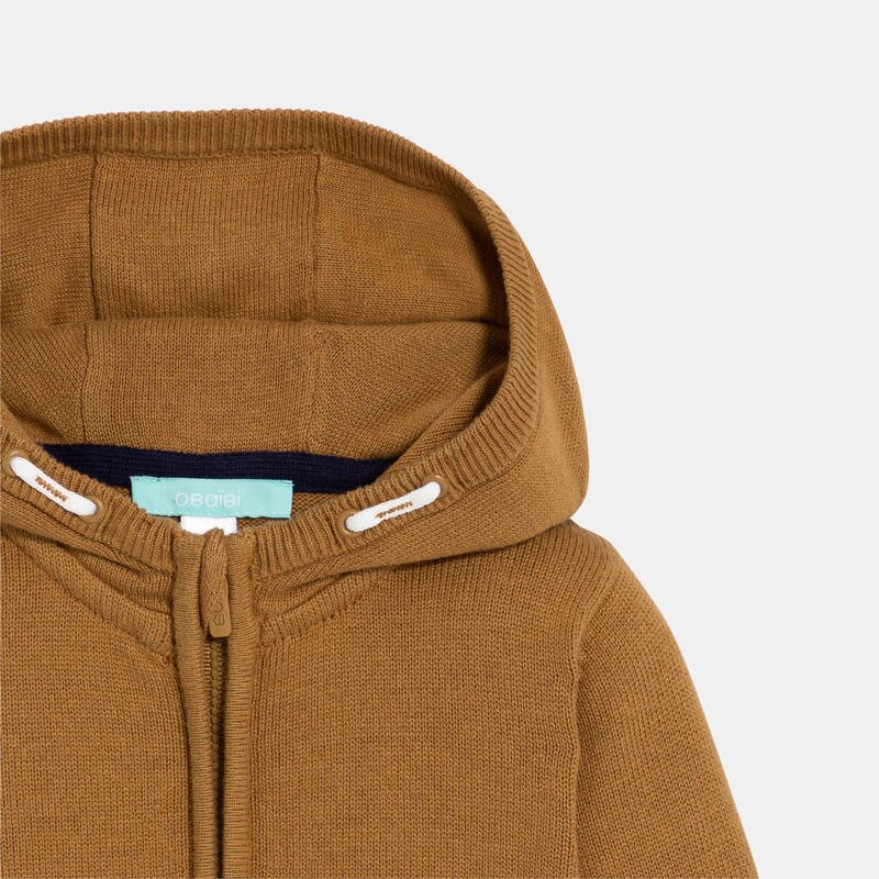 Gilet maille tricot à capuche marron bébé garçon Marron