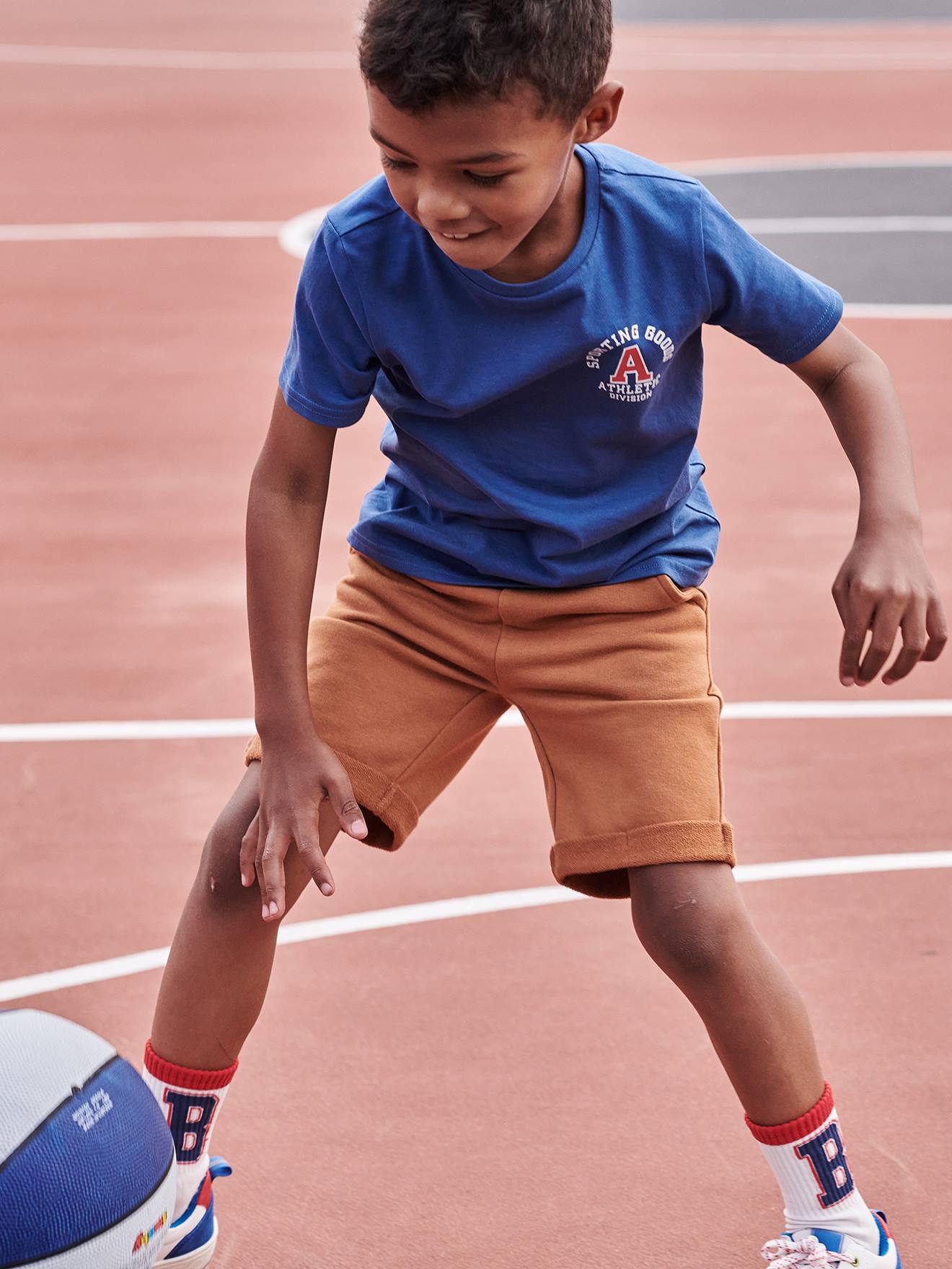 Bermuda infantil lisa de lã azul-escura