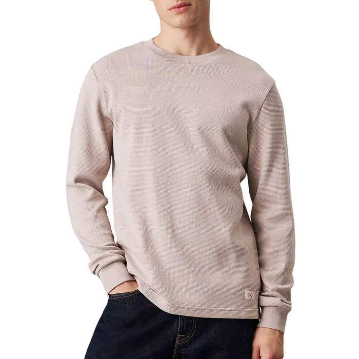 Calvin Klein Woven Label Waffle Longsleeve Shirt Heren