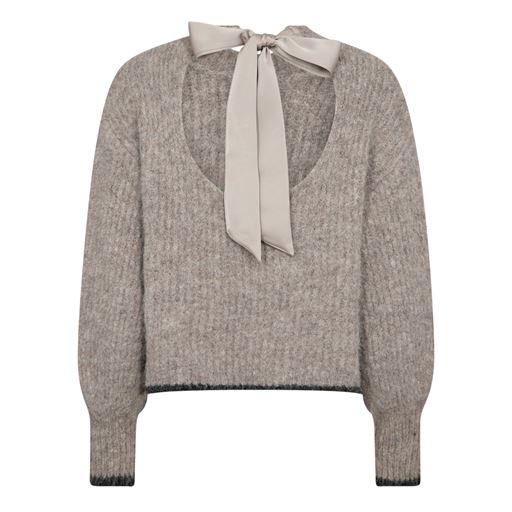 Co'Couture CoralieCC Bow Rib Striktrøje, Walnut, M