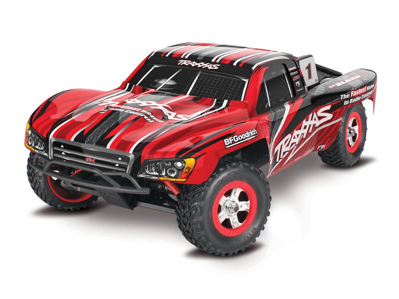 Traxxas Short Course Truck Slash 4x4 Titan Rot, RTR, 1:16 Kleiner SCT mit Allradantrieb und 550er Brushed Motor