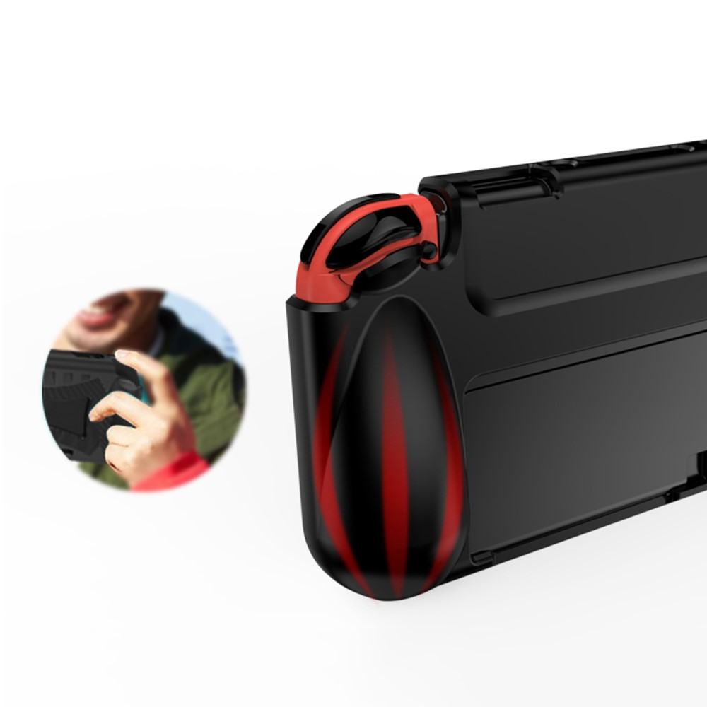 Nintendo Switch OLED Gummi Case Schutzhülle mit Aufsteller - Schwarz