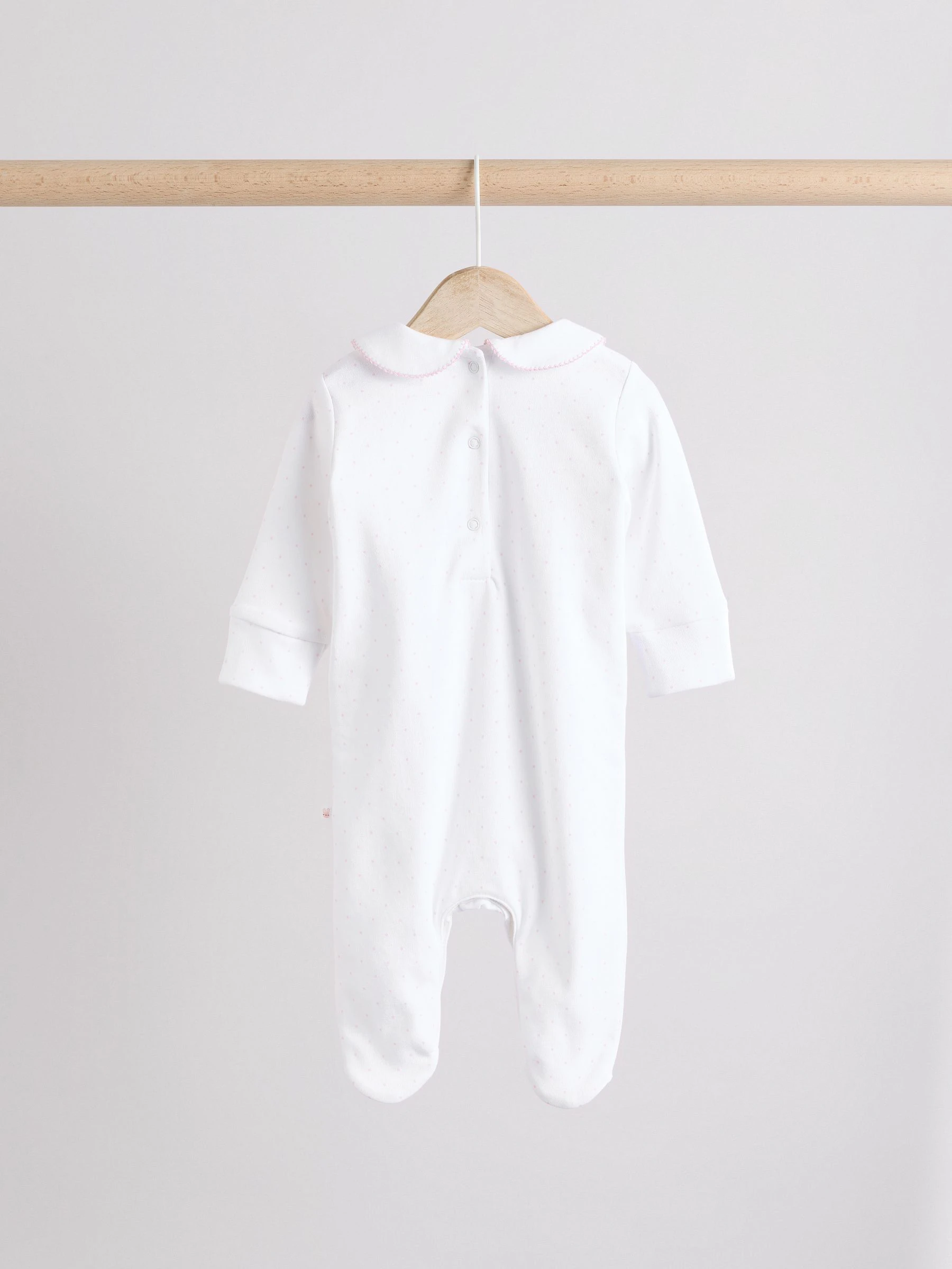 Wit - Set van 3 babypyjama's met kraag (0-2jr)