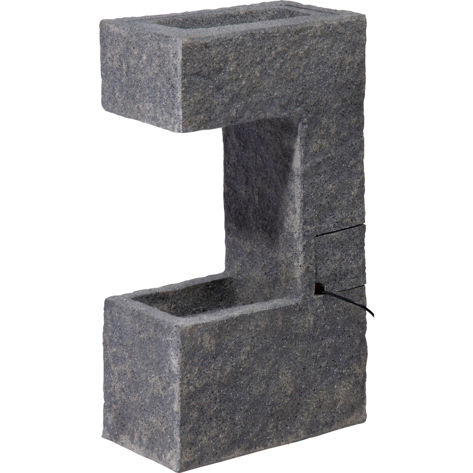 Dobar Polyresin-Brunnen mit Pumpe und LED´s, eckig mit Pflanzenoption