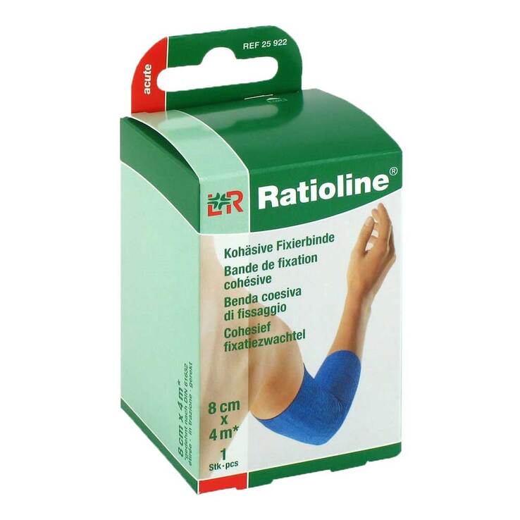 Ratioline acute Fixierbinde kohäsiv 8 cm x 4 m blau, 1 St