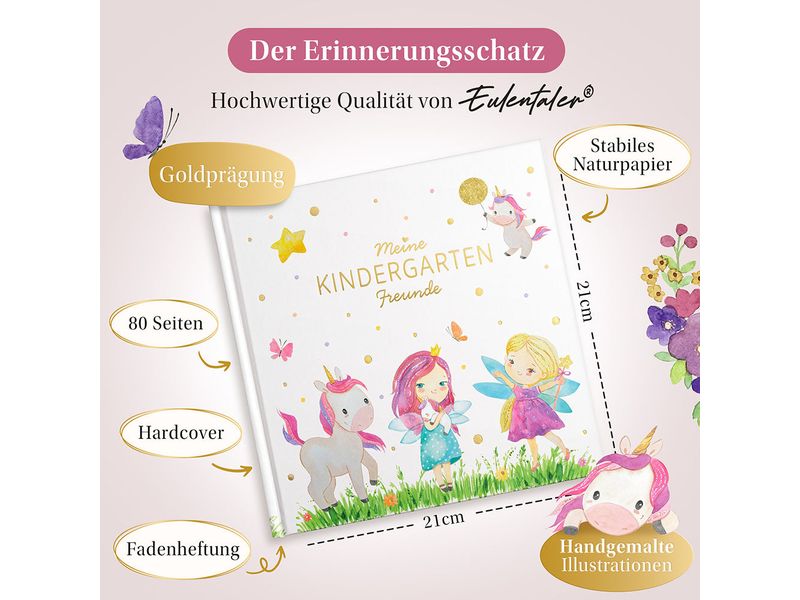 Eulentaler Kindergartenfreundebuch Einhorn Liebevolles Freundealbum für Kita-Erinnerungen