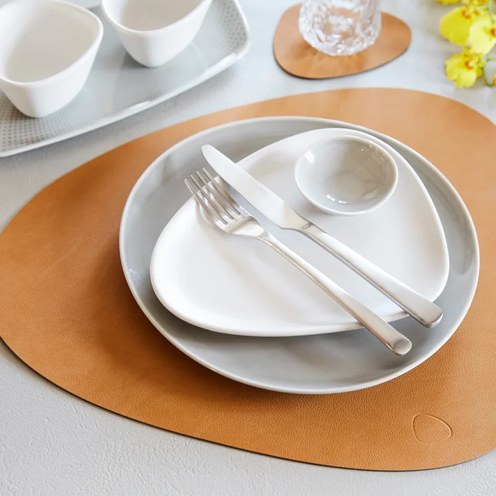 Lind DNA - Geschenkset Curve L, Nupo hellgrau (4 Tischsets   4 Serviettenringe)