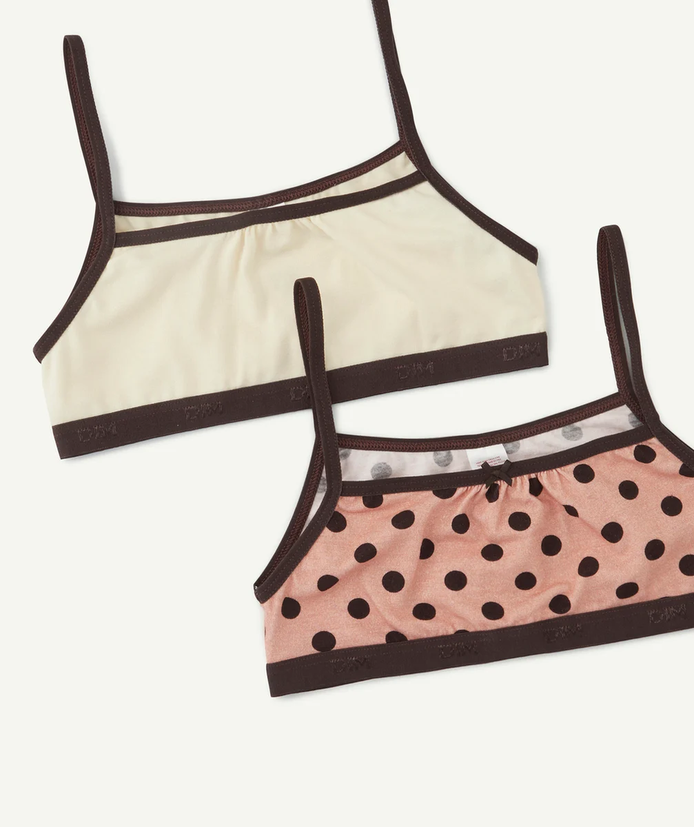 DIMLOT DE 2 BRASSIÈRES CRÈME ET IMPRIMÉE À POIS