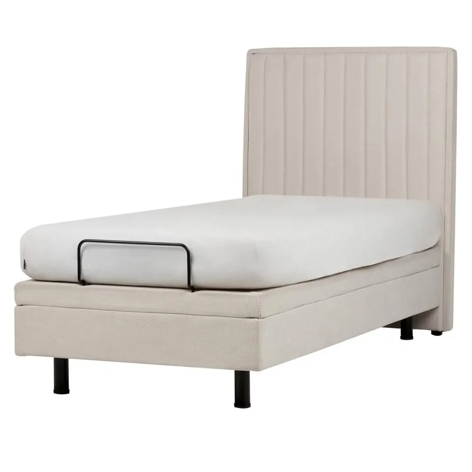 DUKE II - Eenpersoonsbed - Beige - 90 x 200 cm - Polyester