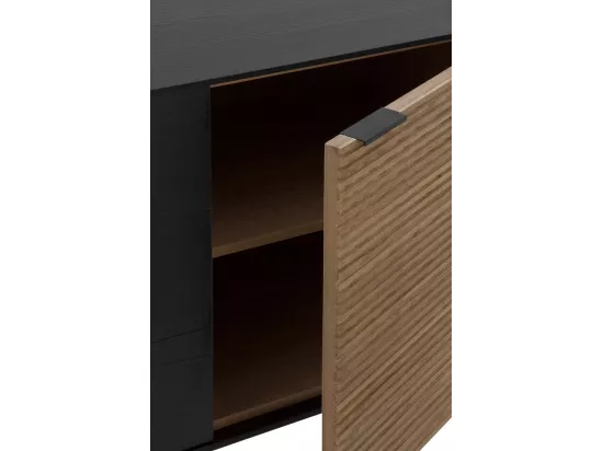Buffet plaqué en frêne noir avec portes naturelles