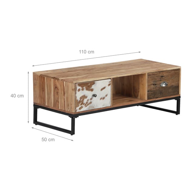 WOMO-DESIGN TV Lowboard Taipei cm med 2 skuffer 110x50x40, massivt træ Acacia og