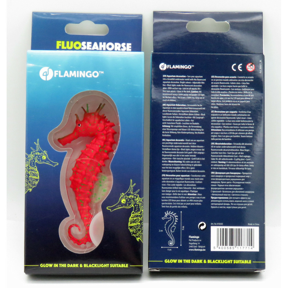 Décoration aquarium fluo hippocampe 4 x 2 x 9 cm.couleur aléatoire.