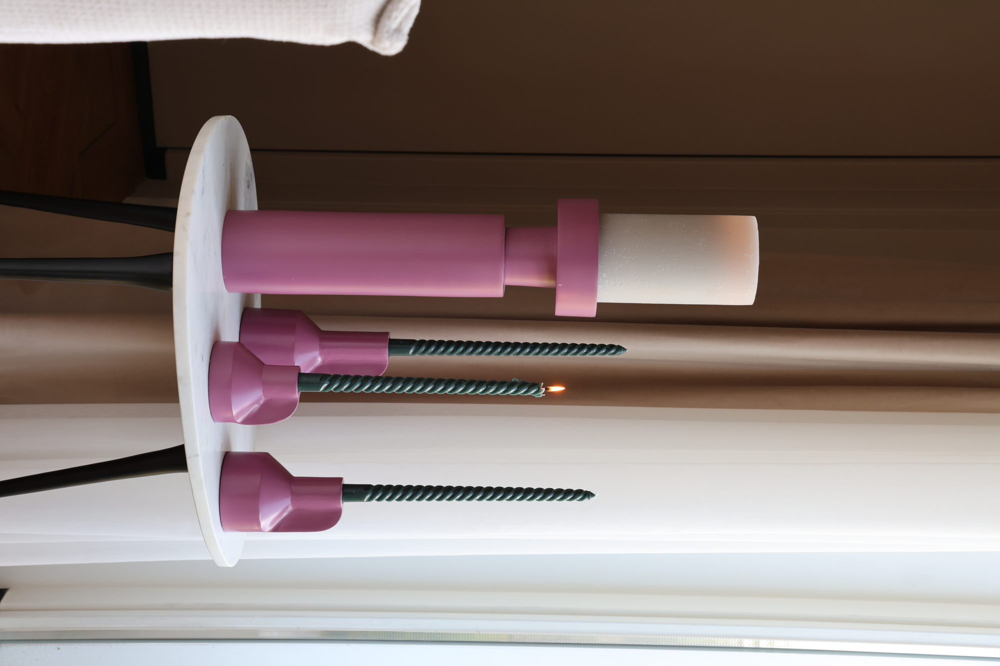 Kandelaar Alota mauve Ø9 x H17/13/9 cm - set van 3