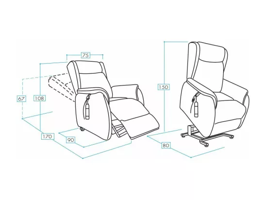 Fauteuil de relaxation et releveur 2 moteurs en nubuck 2 moteurs électriques Biza-Couleur Beige
