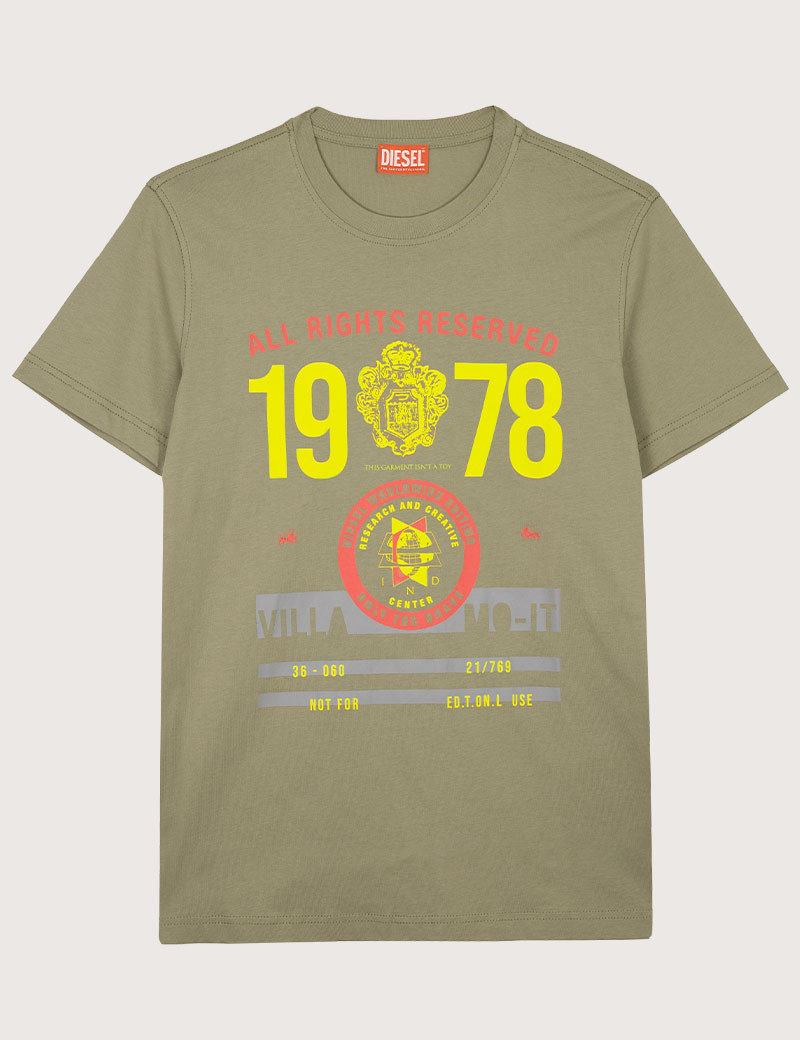 DIESEL T-SHIRT HOMME DIEGOR K73 IMPRIMÉ KAKI