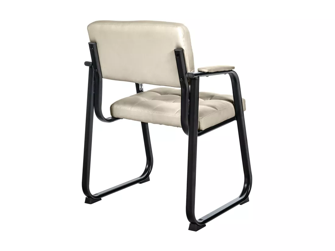 Chaise gondole - Similicuir & Métal noir mat - Crème - Canada B
