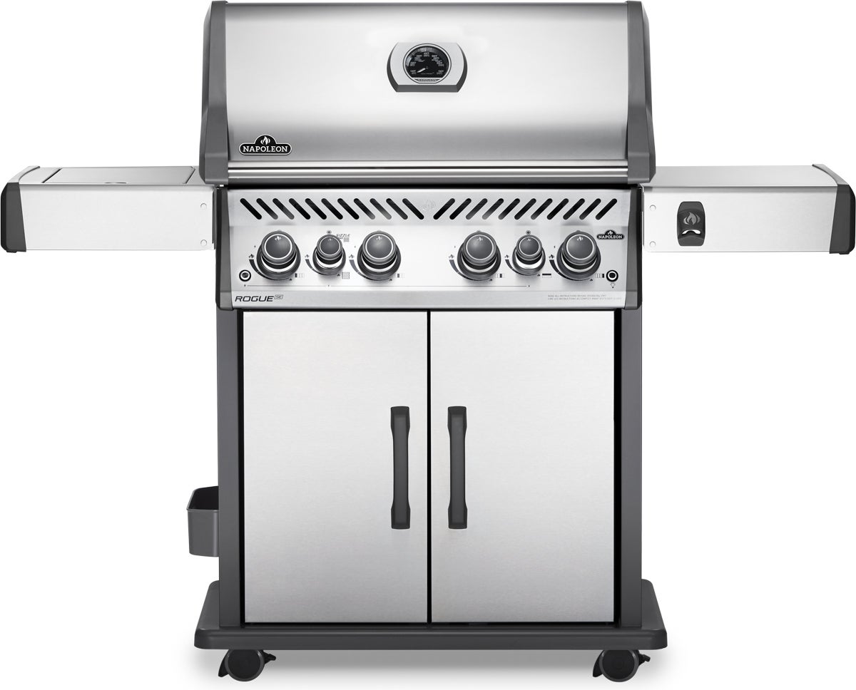 Napoleon gasbarbecue met achter- en zijbrander Rogue zilver154 x 64 x 123 cm
