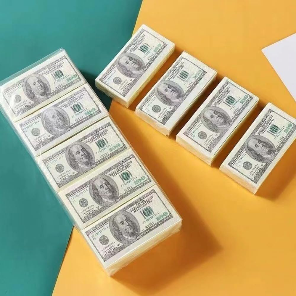 (8er Set) US Dollar Taschentücher Fake Geld Noten Nastücher Money Scheine Servietten - Geldscheine