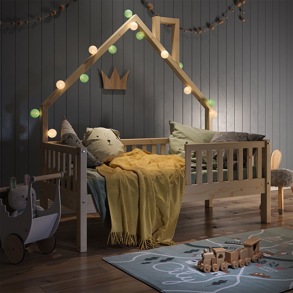 VitaliSpa Hausbett Kinderbett Spielbett Noemi 70x140cm inkl. Matratze natur