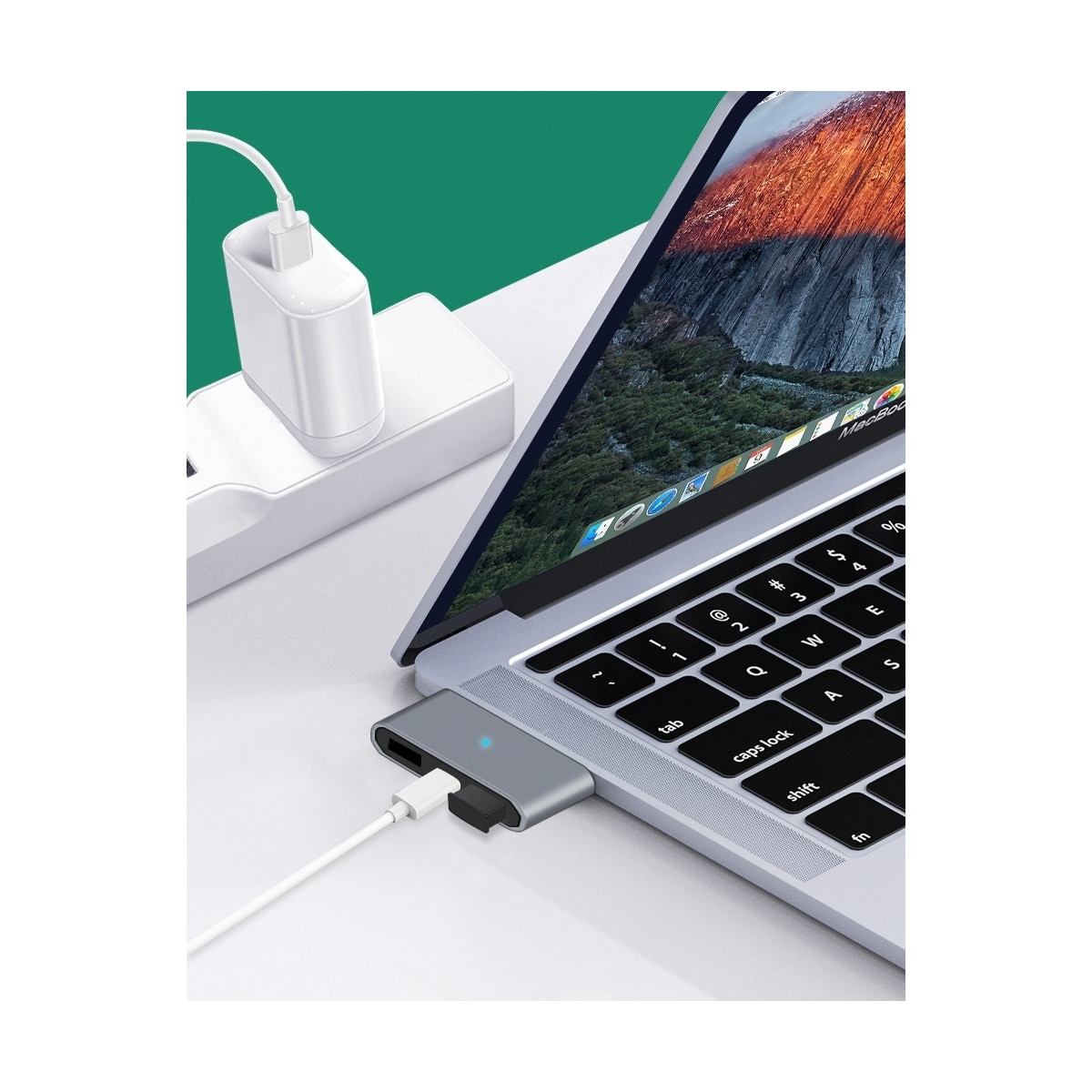 NÖRDIC 3-porters USB-C-hub 1xUSB-C PD 2xUSB-A 3x5Gbps