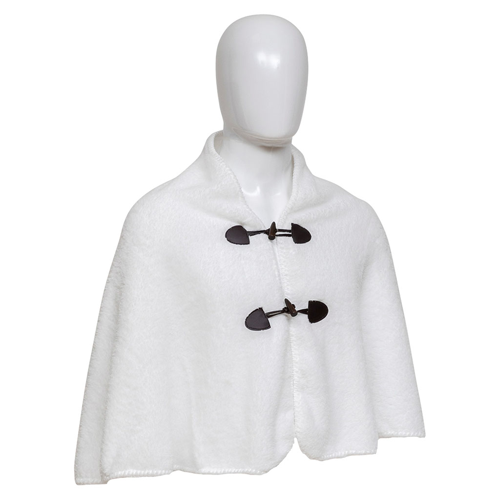 Plaid châle teddy 2 boutons 75x150cm