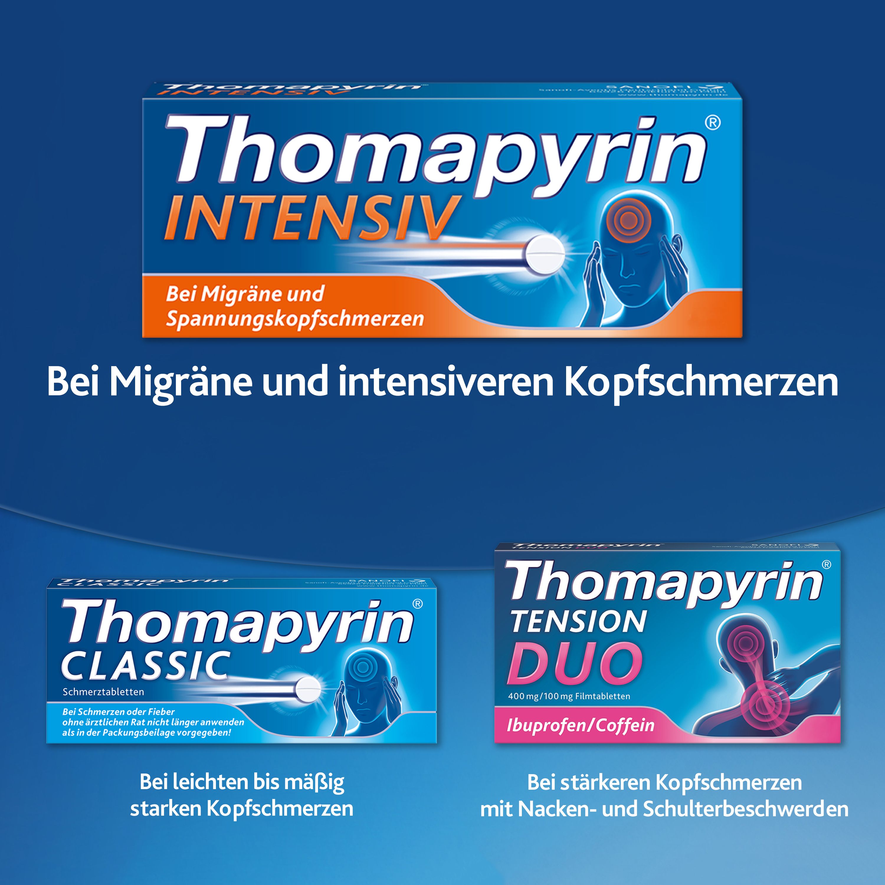 Thomapyrin INTENSIV bei intensiveren Kopfschmerzen & Migräne