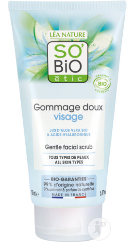 So'Bio Étic Hydra Aloe Vera Gommage Doux Quotidien Visage Tous Types De Peaux Tube 150ml