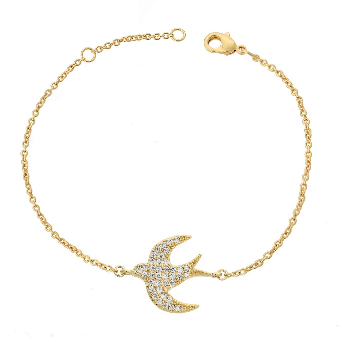 Bracelet hirondelle oxyde de zirconium Plaqué OR 750 3 microns