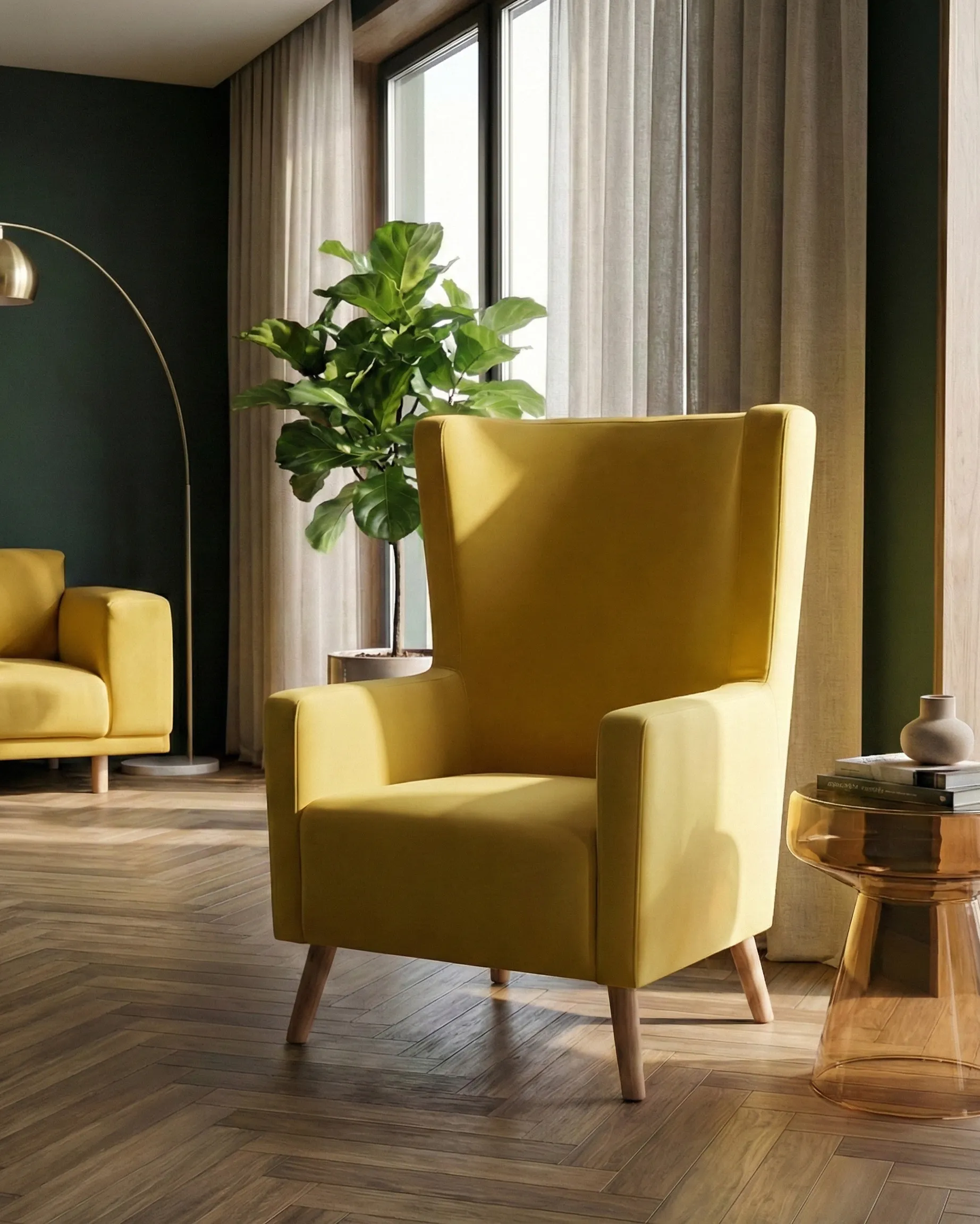 Oorfauteuil ONEIDA Fluweel Geel