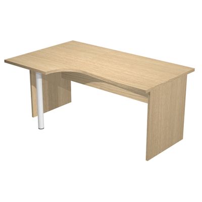 Bureau compact Trend - retour à gauche avec pieds panneaux + pied de renfort - L160 - plateau imitation chêne