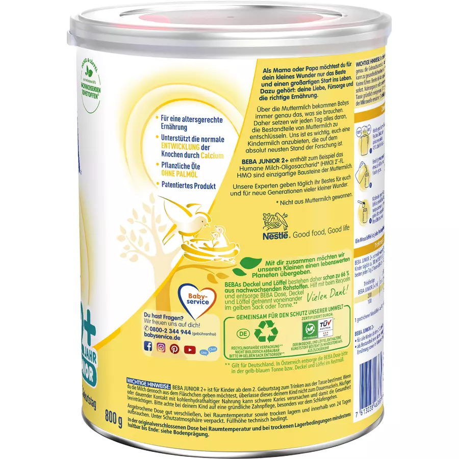 Nestlé BEBA Junior 2+ 800 g ab dem 2. Jahr