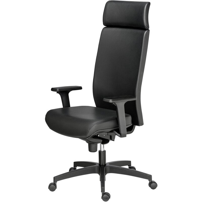 Fauteuil de bureau Warren cuir - avec accoudoirs, appui-tête et réglage profondeur d’assise - Mécanisme Synchrone + réglage profondeur d’assise