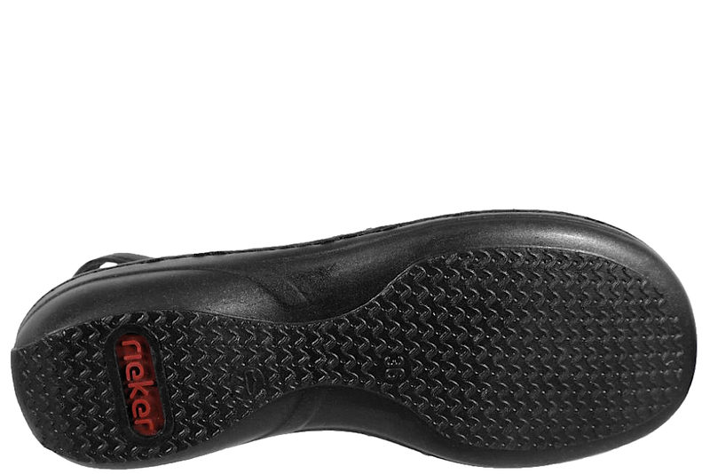 RIEKER SANDAL I SORT TEKSTIL