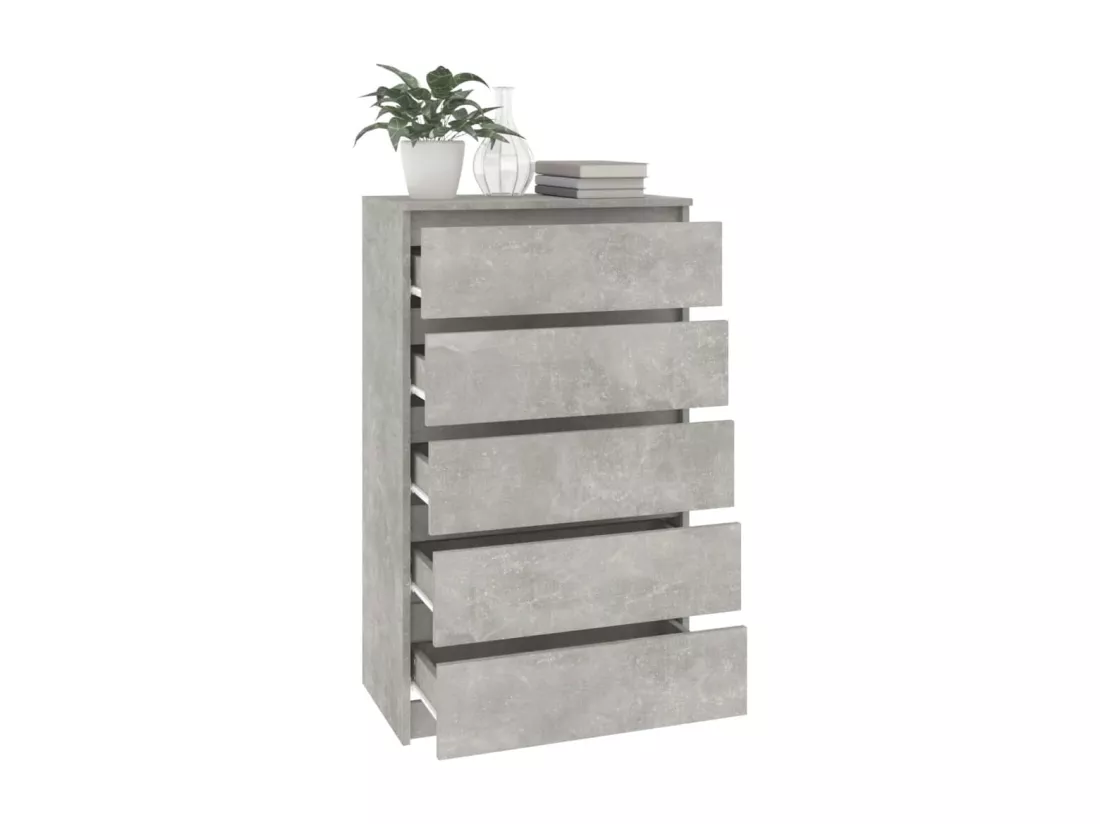 Commode Gris béton 60x36x103 cm Bois d'ingénierie