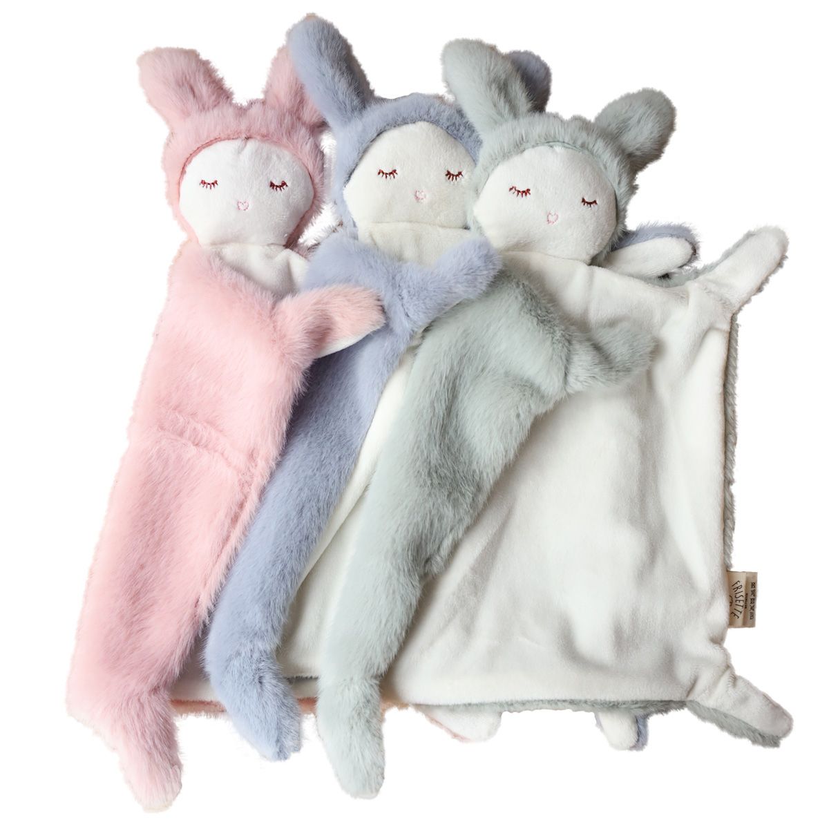 Doudou lapin bleu tout doux