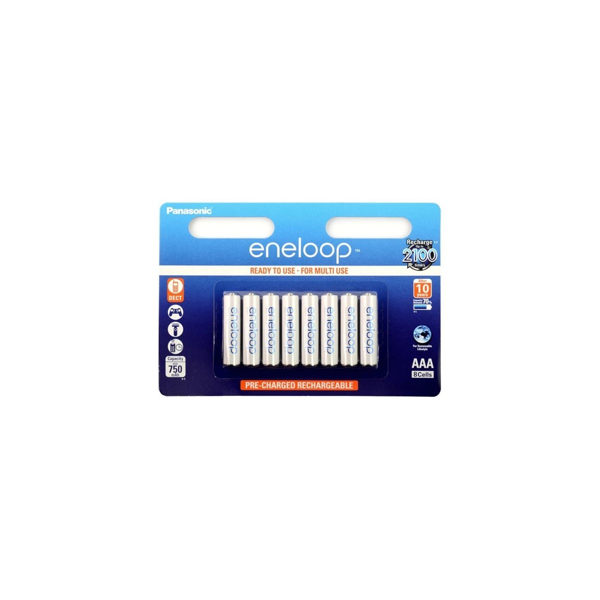 Panasonic Eneloop BK-4MCCE Oppladbare AAA--Batteri 8-pk