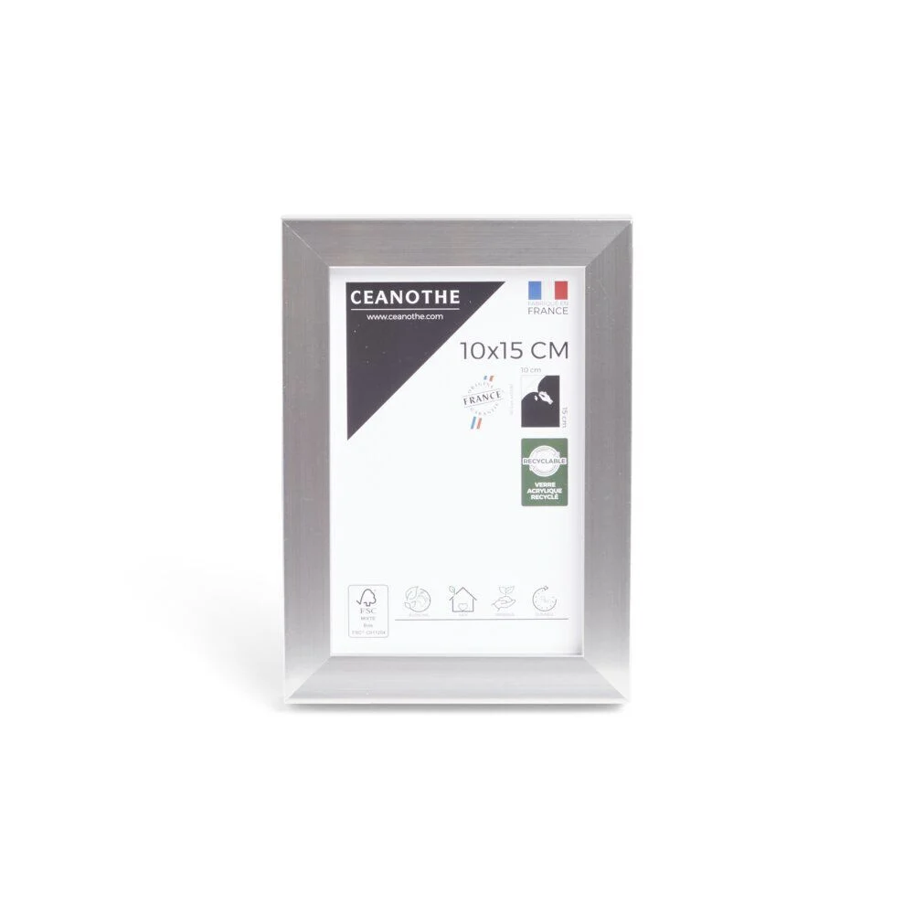 Cadre Precious résine coloris gris acier 12,7x2,5x17,7cm pour photo 10x15cm