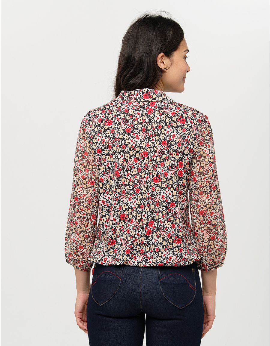 Blouse fleurie rouge