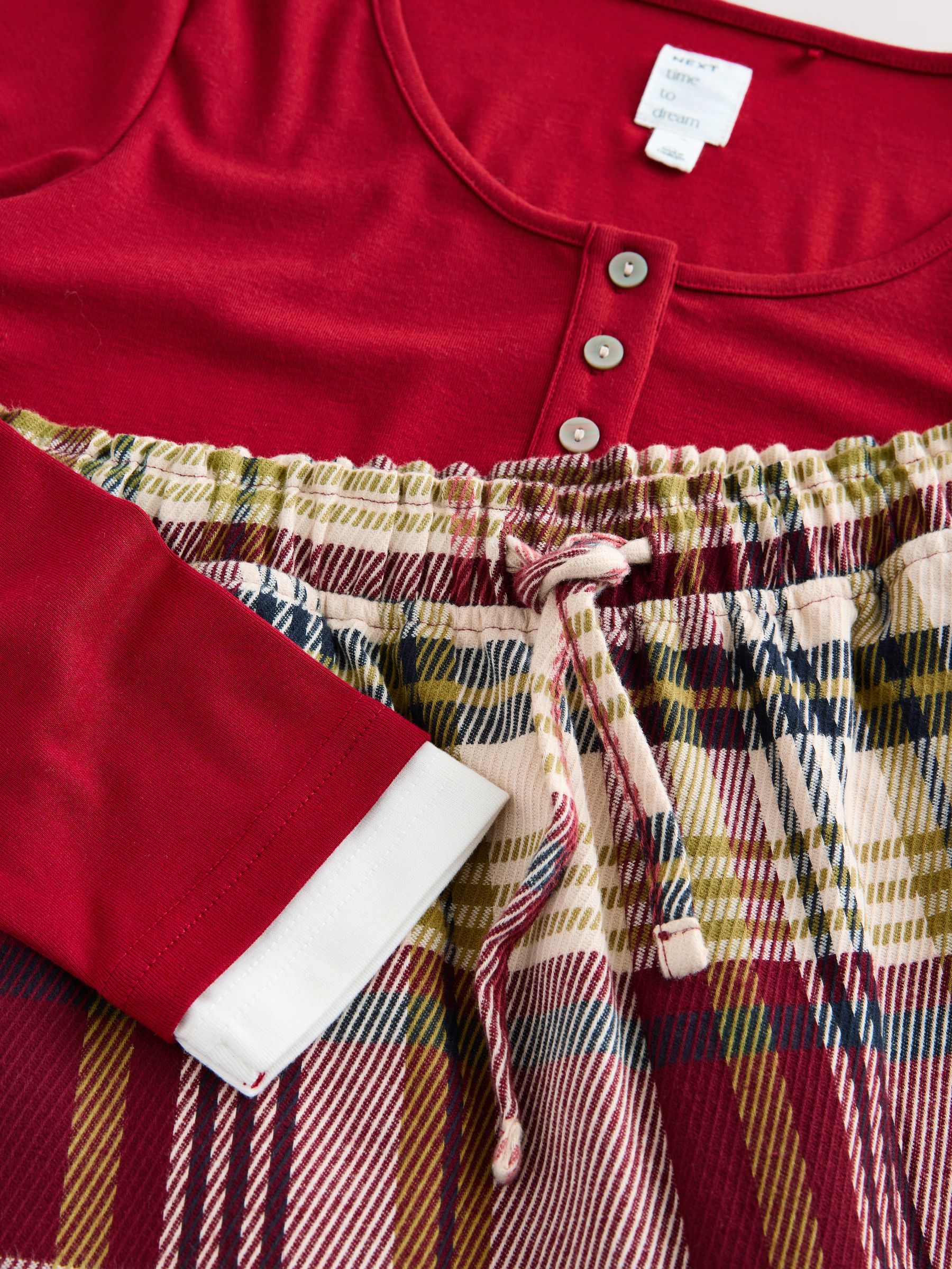 Rood geruit - Mock Layer Long Sleeve Pyjamas