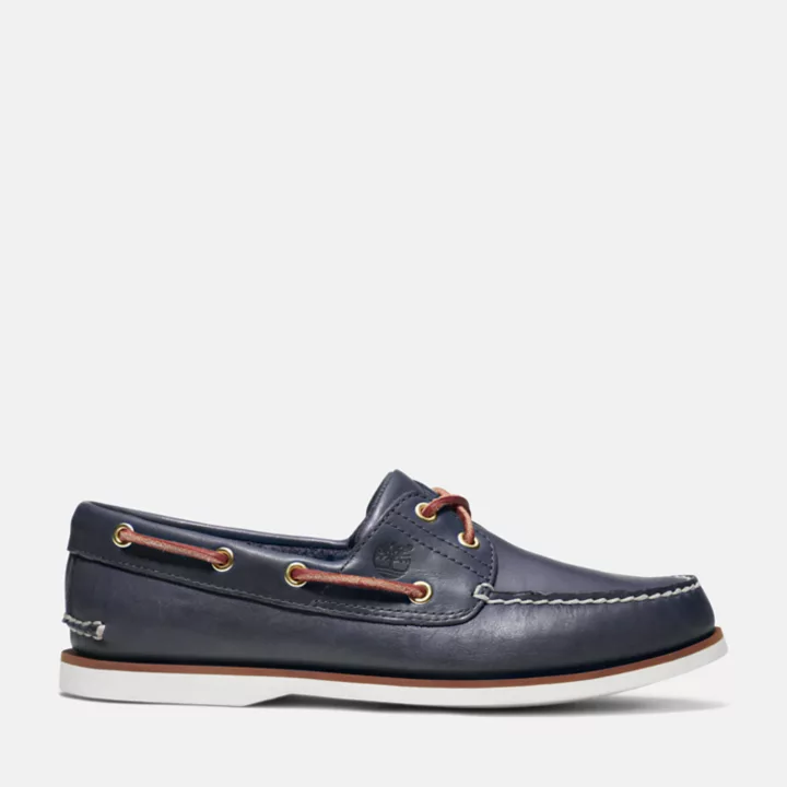 Chaussure bateau classique 2 œillets pour homme en bleu