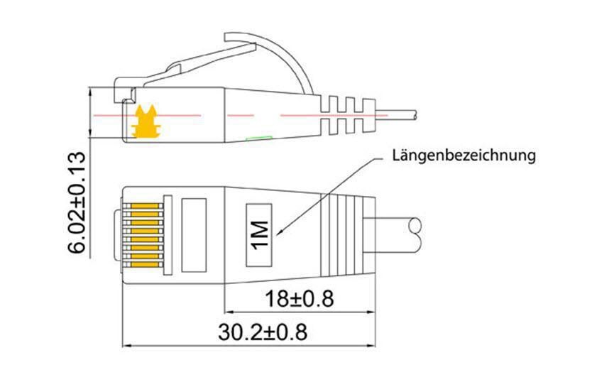 Slimpatchkabel RJ-45 - RJ-45, Cat 6, UTP, 0.1 m, BlauUnscreened/Unshielded Twisted-Pair-Kabel (UTP) mit Klinkenschutz