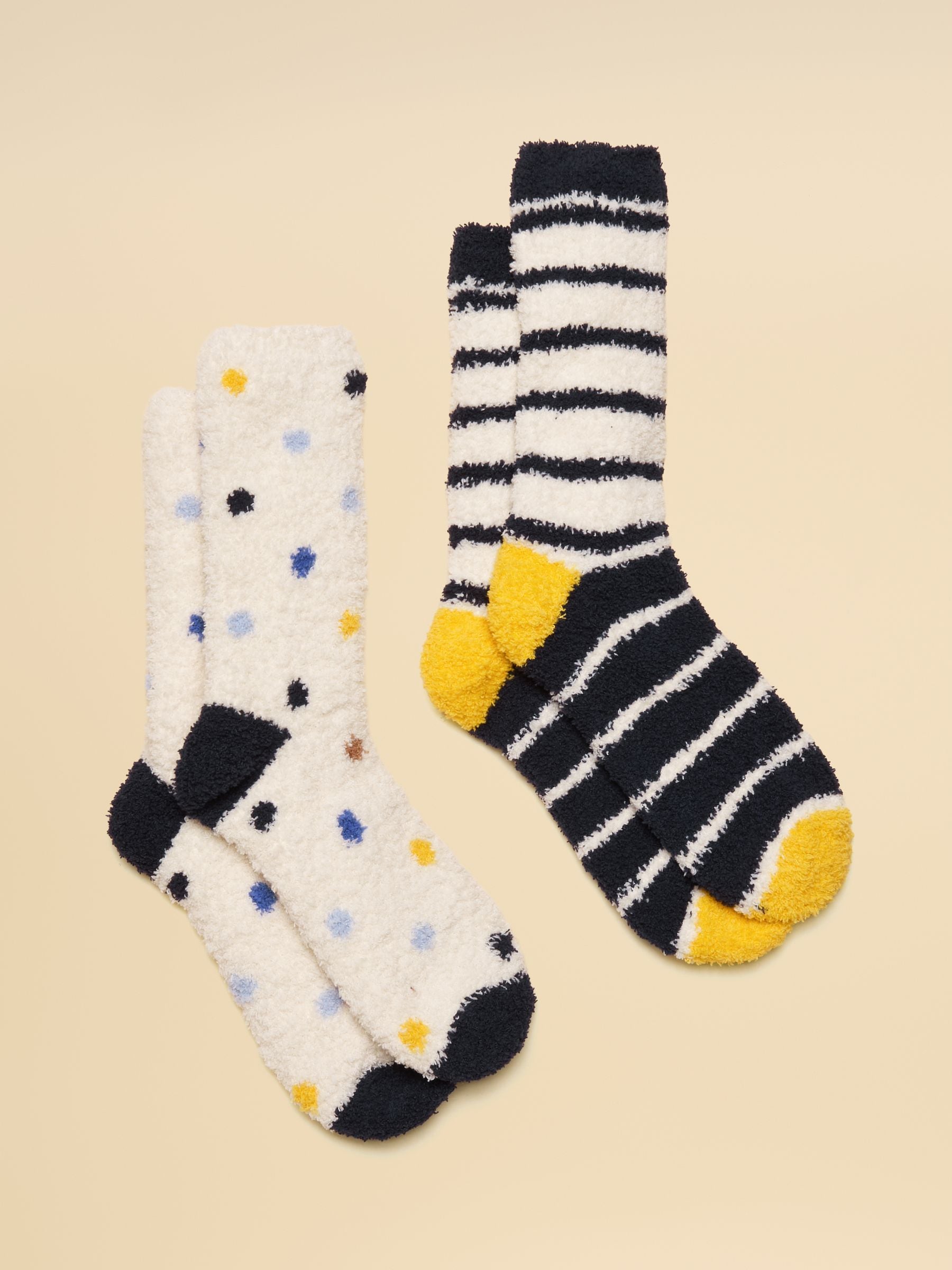 Blauw en geel - Joules Fluffy Fluffy Sokken 2 Pack (maat 4-8)