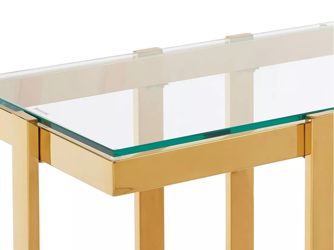 Console en verre trempé et acier inoxydable chromé - Transparent et doré - VELETIA de Pascal Morabito