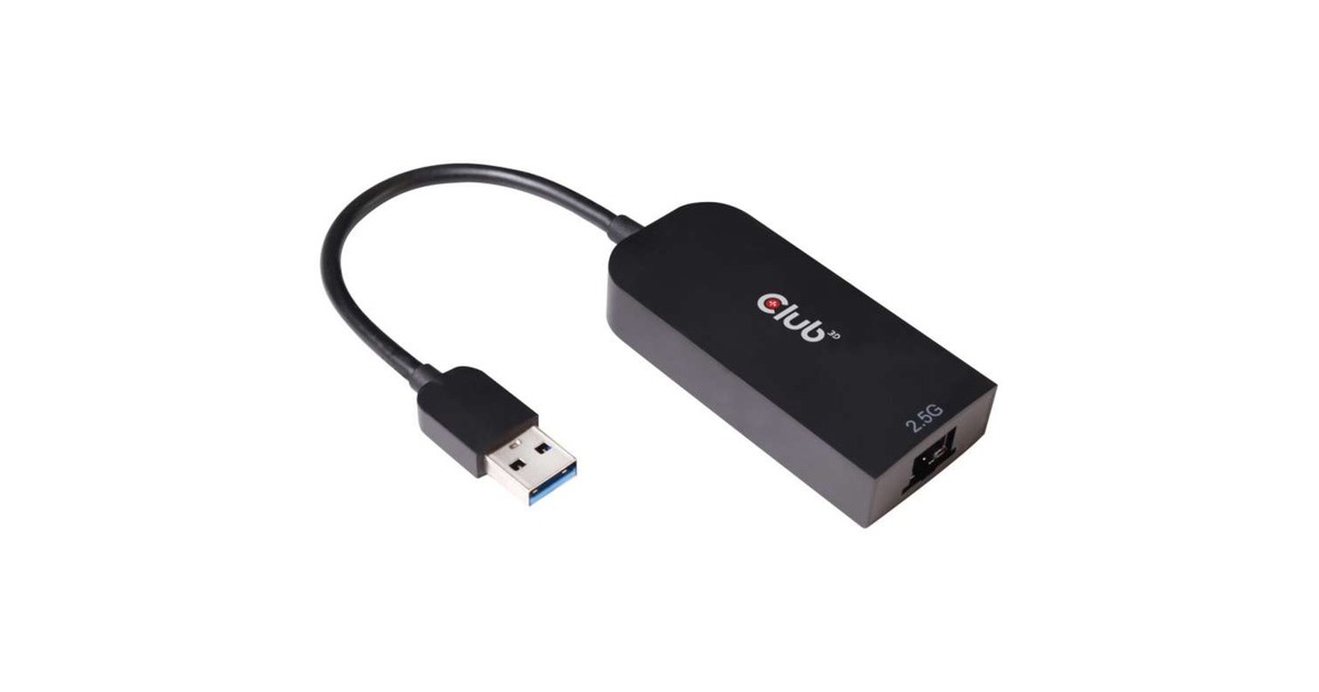 Club 3DUSB-A 3.2 Gen1 > RJ-45 2.5Gbps adapter  (Zwart, 0,16 meter)