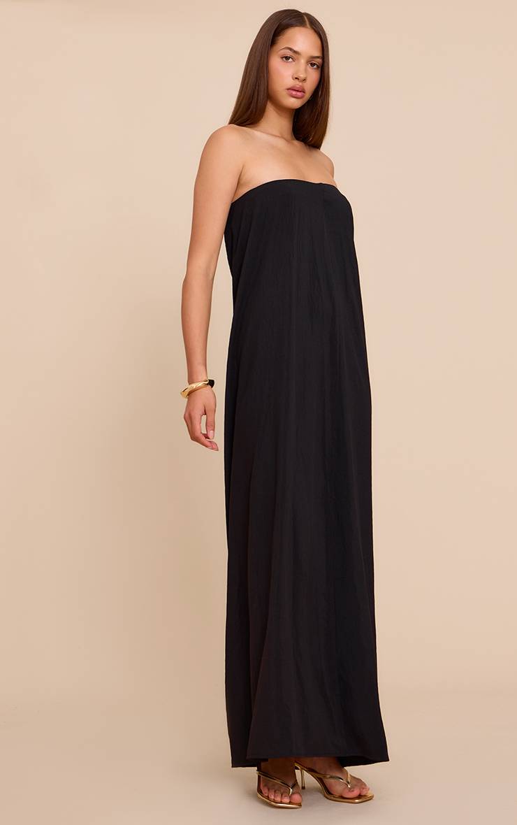 Noir Robe Maxi Bandeau Fluide En Tissu Tissé