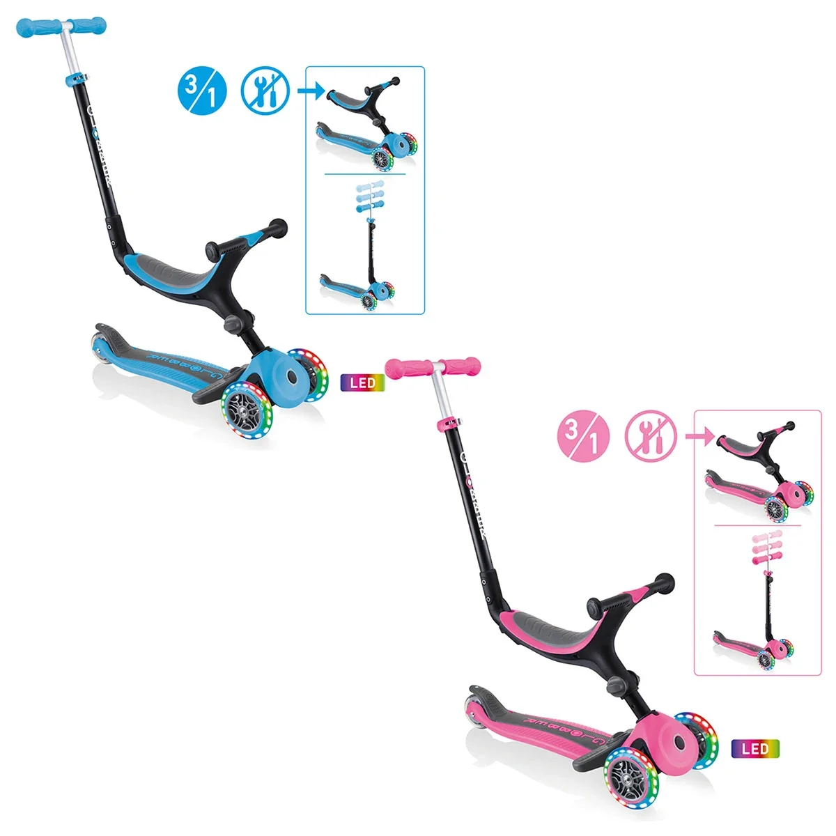 Globber Globber Roller Go-Up Sporty Plus Lights mit Leuchtrollen