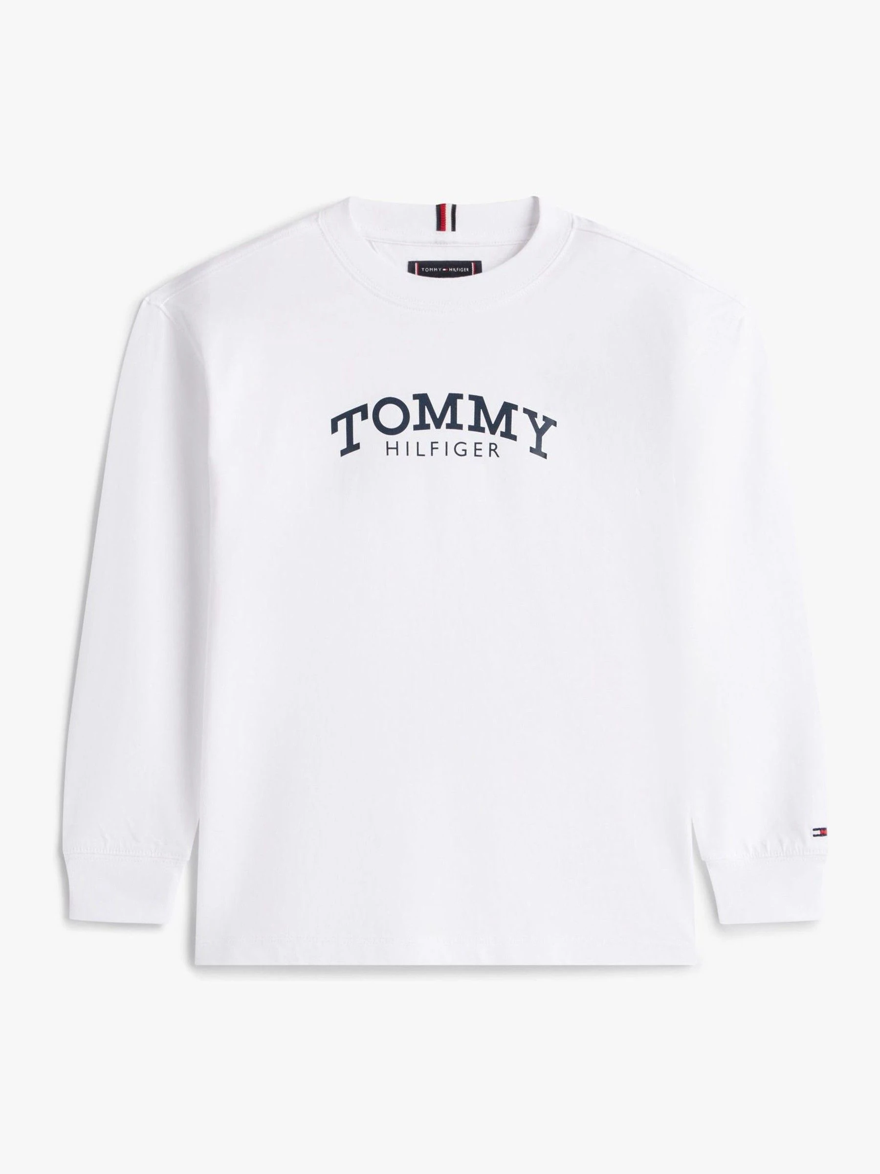 Wit - Tommy Hilfiger Logo Print Long Sleeve T-Shirt