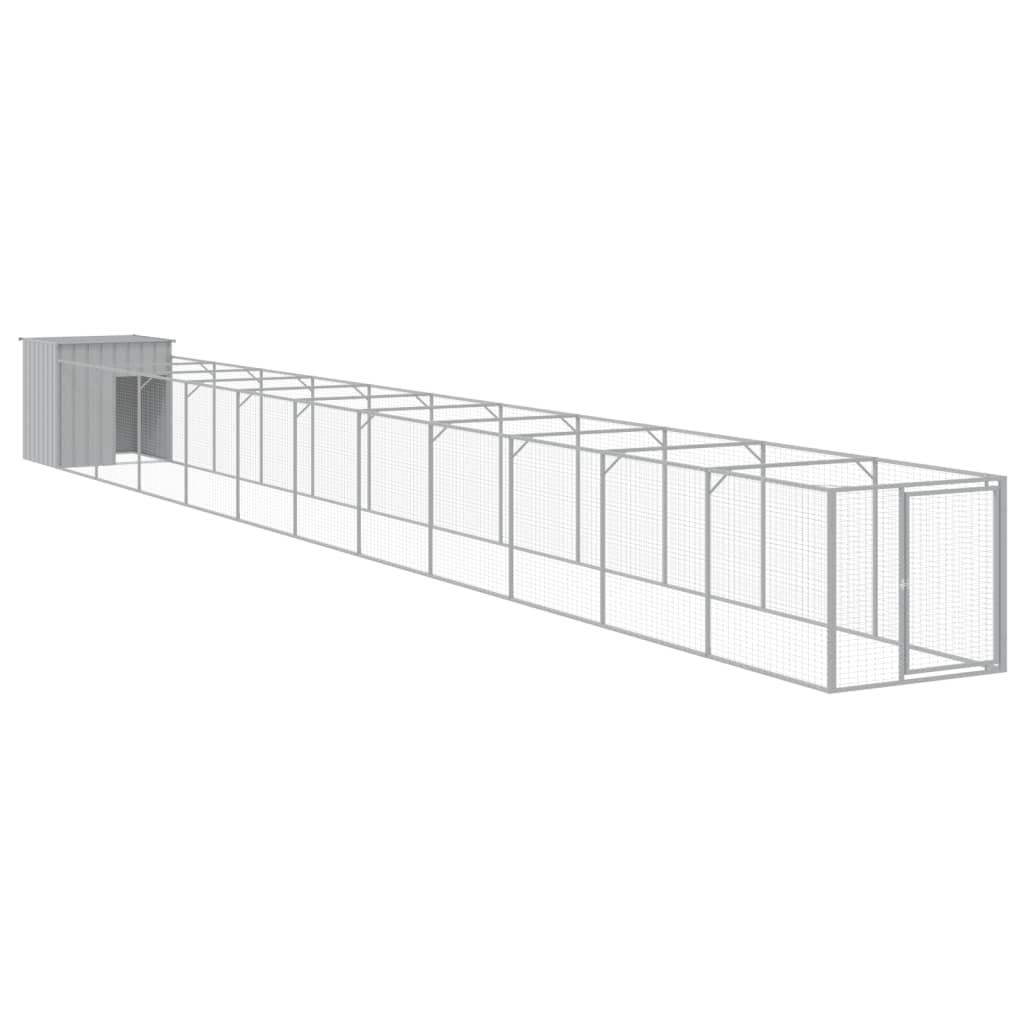 Canil vidaXL, aço galvanizado, cinza claro, 110x201x110cm
